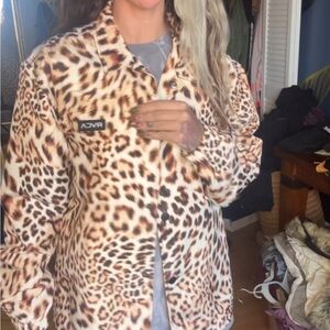 RVCA Women's Animal Print Teddy Jacket